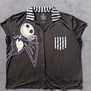 Disney Nightmare Before Christmas Pajama Top Womens M Black Excellent Jack Skell